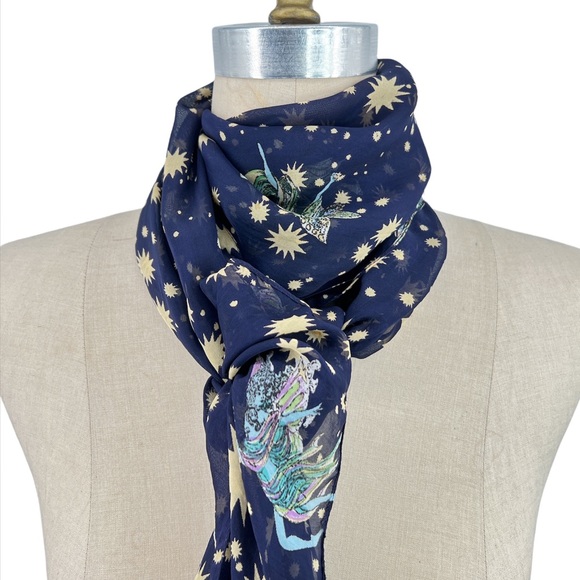 Vintage Accessories - Vintage Navy Blue Long Sheer Fairy Scarf